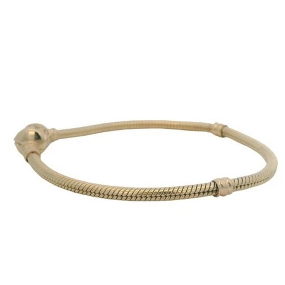 Pandora 14kt Yellow Gold Snake Charm Bracelet Stoppers and Cylinder Clasp 7.5" - Picture 5 of 10